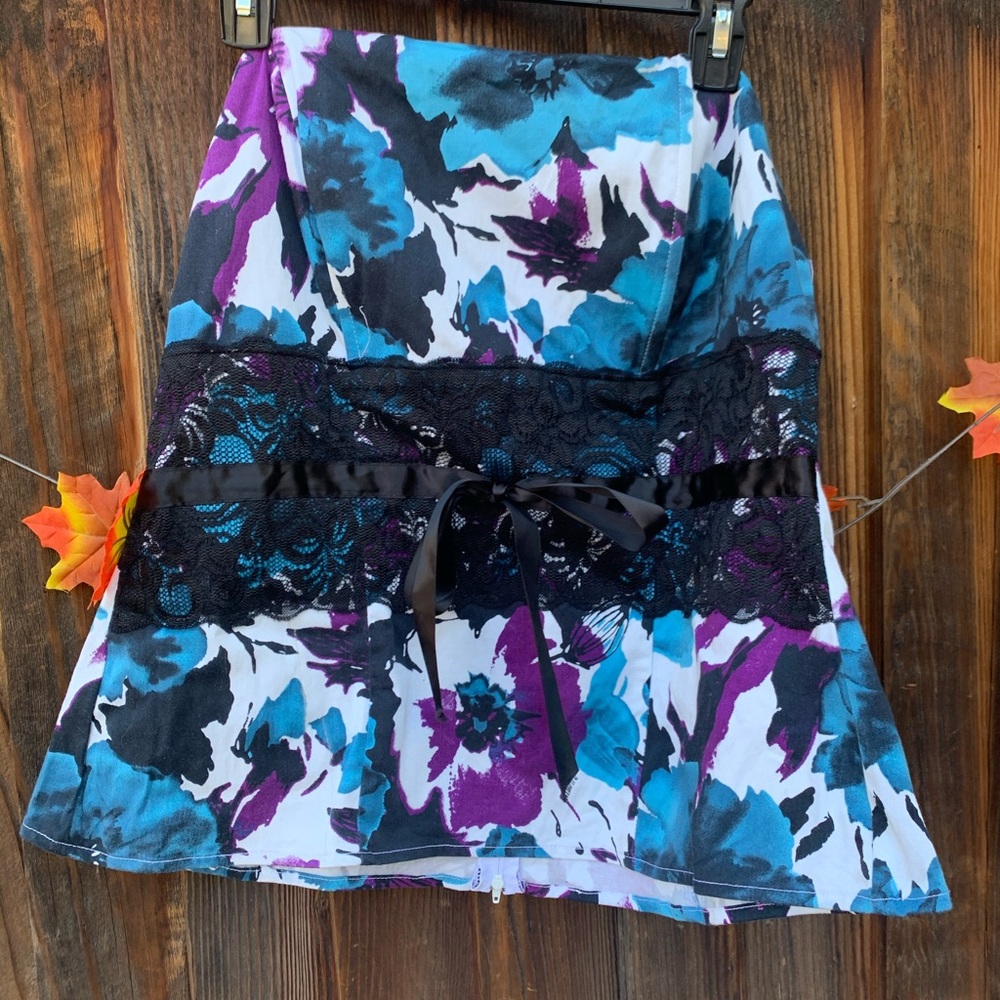 Torrid Floral Strapless too with a lace detail